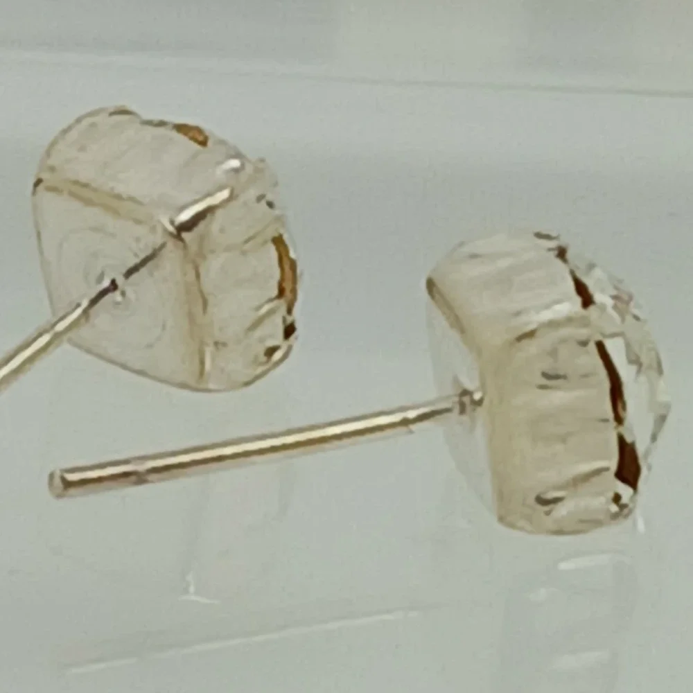 Sterling Silver 925 Crystal Stud Earrings Vintage 1990s Birthstone Jewelry April